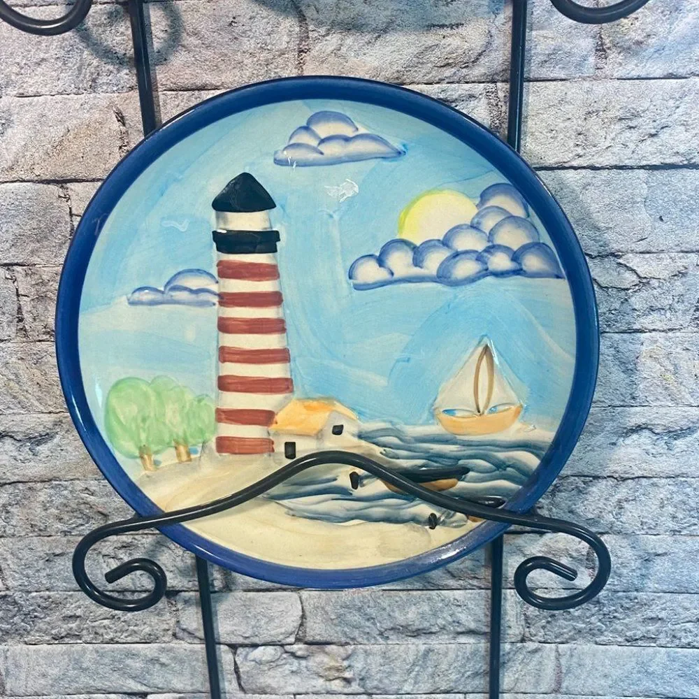 Lighthouse Wall Accents Coastal Beach Decor 5 Piece Set 4 Plate Design